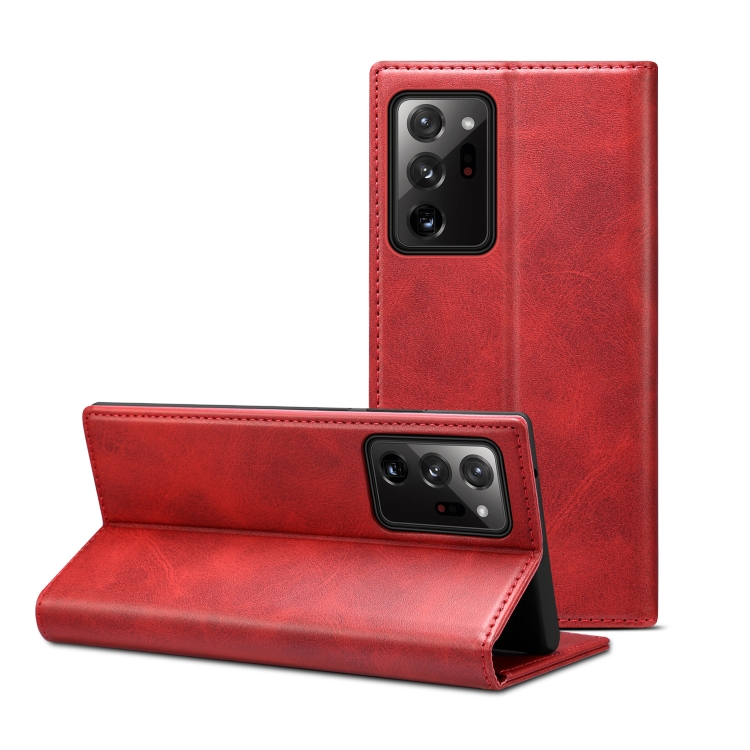 

For Samsung Galaxy Note20 Ultra Calf Texture Horizontal Flip Leather Phone Case(Red)