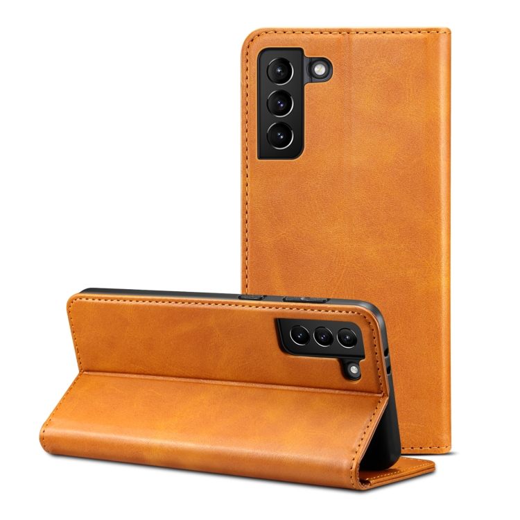 

For Samsung Galaxy S21 Calf Texture Horizontal Flip Leather Phone Case(Khaki)
