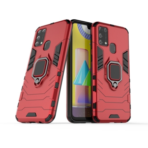 

For Galaxy M31 PC + TPU Shockproof Protective Case with Magnetic Ring Holder(Red)