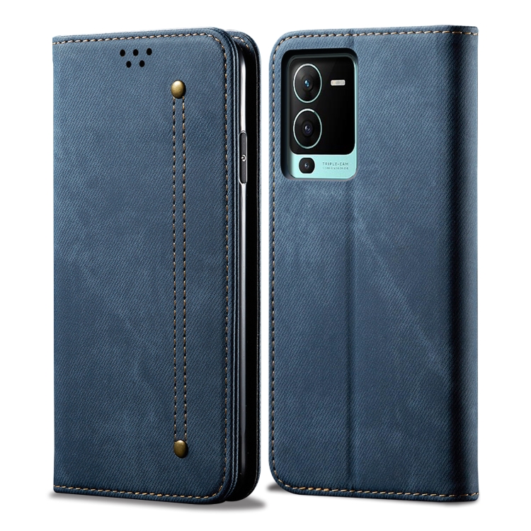 

For vivo S15 Pro Denim Texture Casual Style Horizontal Flip Leather Case(Blue)