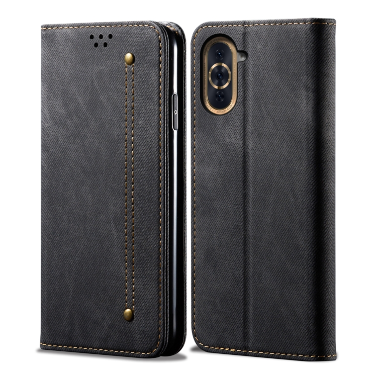 

For Xiaomi Poco C40 Global Denim Texture Casual Style Horizontal Flip Leather Case(Black)