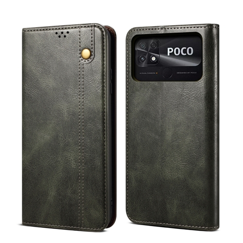 

For Xiaomi Poco C40 Global Oil Wax Crazy Horse Texture Leather Phone Case(Green)