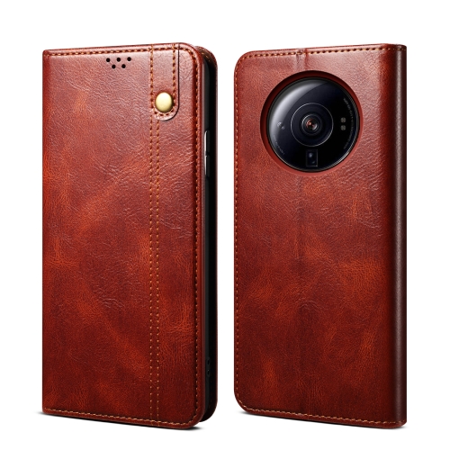 

For Xiaomi 12S Ultra Oil Wax Crazy Horse Texture Leather Phone Case(Brown)