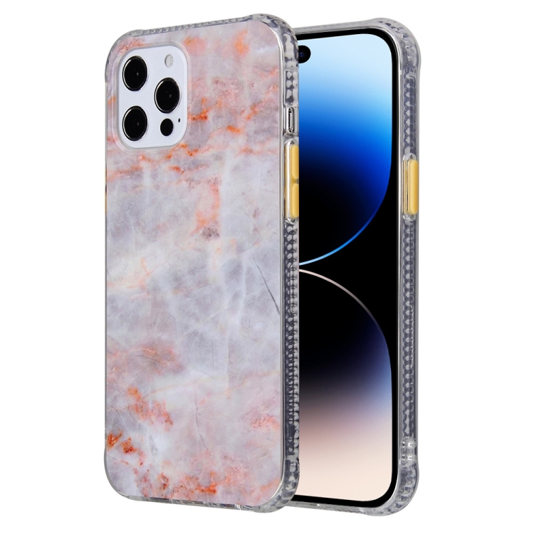 

Coloured Glaze Marble TPU + PC Phone Case For iPhone 14 Pro(Orange)