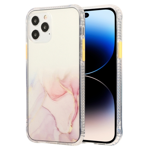 

Marble Pattern Glittery Powder Shockproof TPU + Acrylic Phone Case For iPhone 14 Pro Max(Pink)