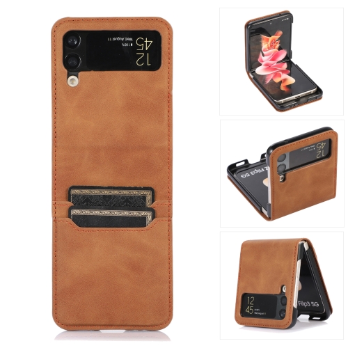 

For Samsung Galaxy Z Flip4 Card Slot Leather Phone Case(Brown)