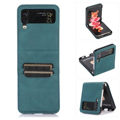 

For Samsung Galaxy Z Flip3 5G Card Slot Leather Phone Case(Green)