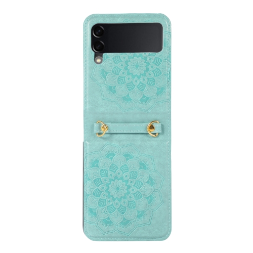 

For Samsung Galaxy Z Fold3 5G Mandala Embossing Fold Leather Phone Case(Blue)