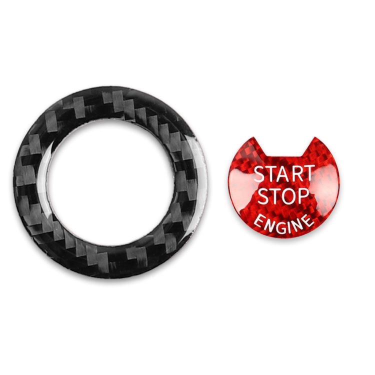 

Car Carbon Fiber One-button Start Decorative Sticker for Infiniti Q50 2014-2020 / Q60 / QX60(Black + Red)