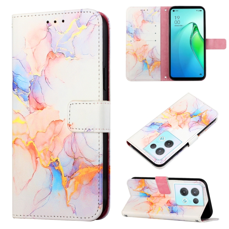 

For OPPO Reno8 Pro PT003 Marble Pattern Flip Leather Phone Case(LS004)