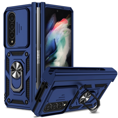 

For Samsung Galaxy Z Fold4 Sliding Camshield Holder Phone Case(Blue)