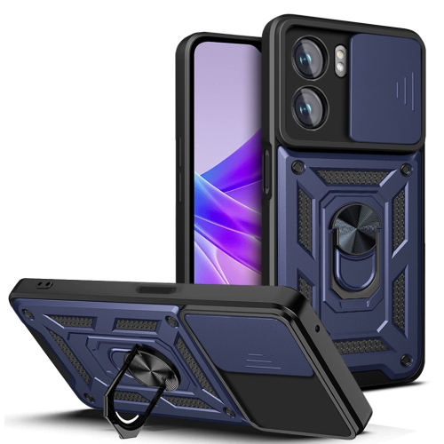 

For OPPO A77/A57 Sliding Camera Design TPU + PC Phone Case(Blue)