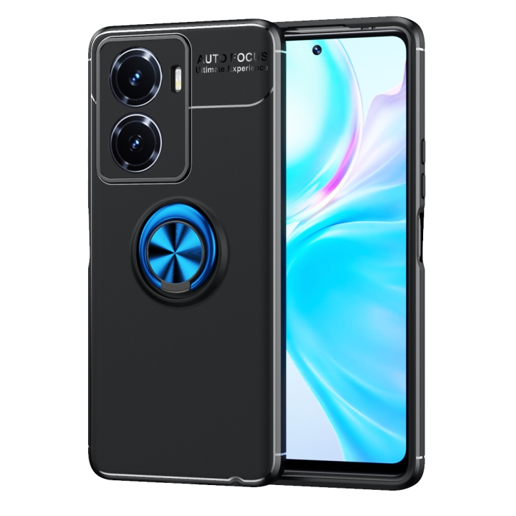 

For vivo Y77 Metal Ring Holder TPU Phone Case(Black+Blue)