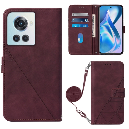 

For OnePlus Ace 5G Crossbody 3D Embossed Flip Leather Phone Case(Wine Red)