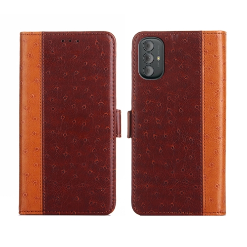 

For Motorola Moto G Power 2022 Ostrich Texture Flip Leather Phone Case(Brown)