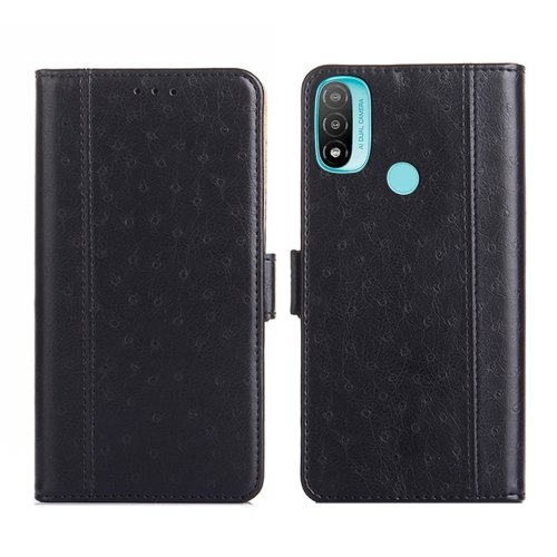 

For Motorola Moto E20 Ostrich Texture Flip Leather Phone Case(Black)