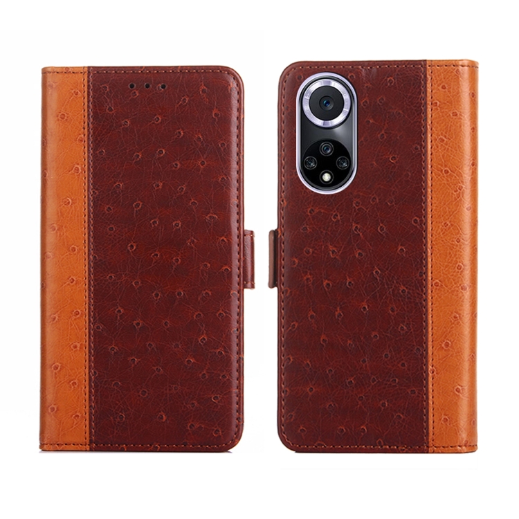 

For Huawei nova 9 Ostrich Texture Flip Leather Phone Case(Brown)