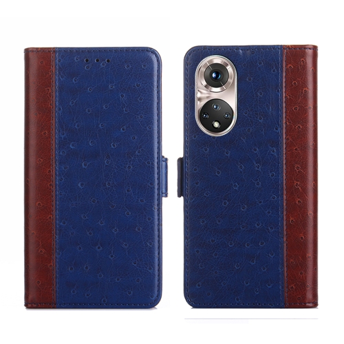 

For Honor 50 Pro Ostrich Texture Flip Leather Phone Case(Blue)