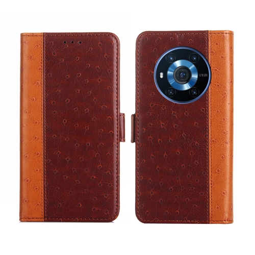 

For Honor Magic3 Ostrich Texture Flip Leather Phone Case(Brown)