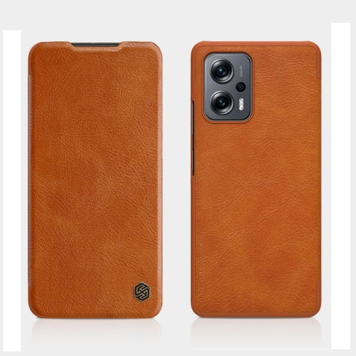 

For Xiaomi Redmi Note 11T Pro/11T Pro+ 5G/Poco X4 GT 5G NILLKIN QIN Series Crazy Horse Texture Leather Phone Case(Brown)