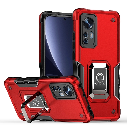 

For Xiaomi 12 Pro/12S Pro Ring Holder Non-slip Armor Phone Case(Red)