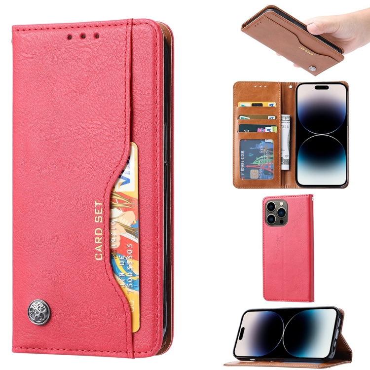 

For iPhone 14 Pro Knead Skin Texture Horizontal Flip Leather Case(Red)