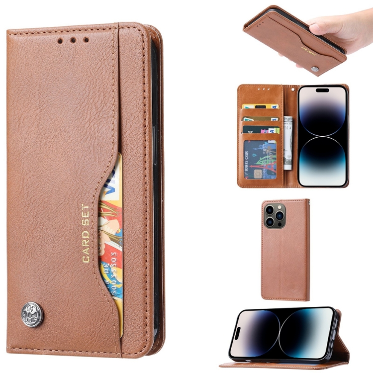 

Knead Skin Texture Horizontal Flip Leather Case For iPhone 14 Pro Max(Brown)