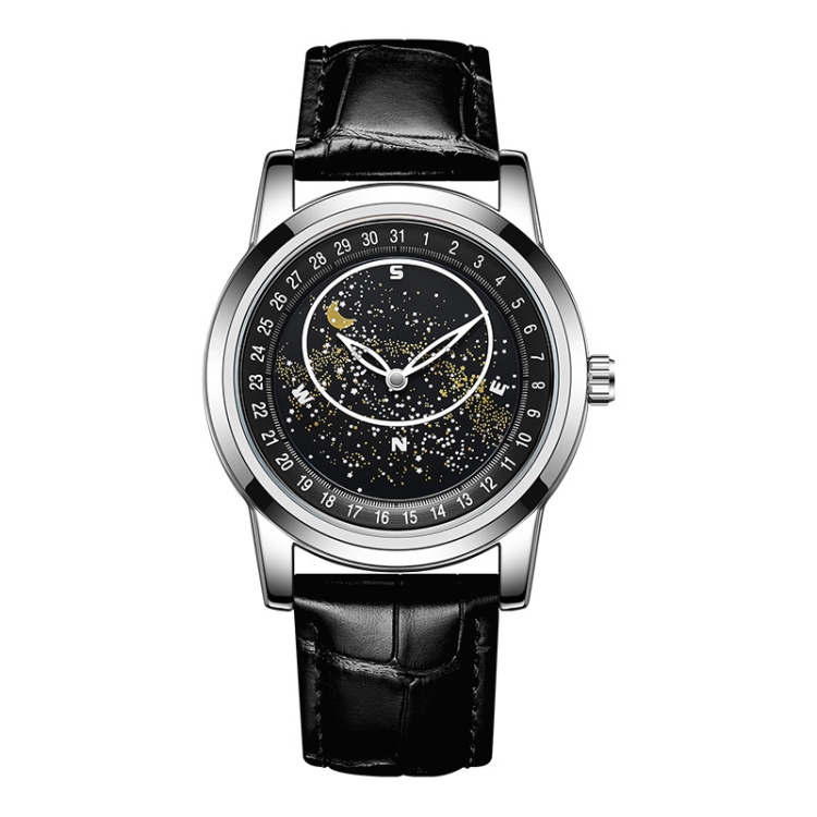 

SANDA 7001 Leather Strap Luminous Waterproof Mechanical Watch(Black)
