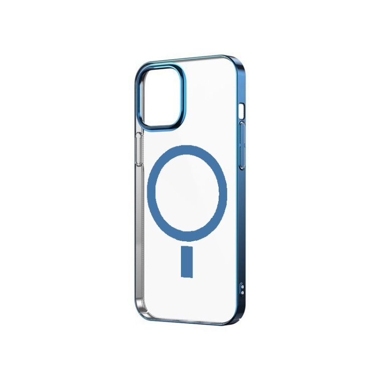

For iPhone 12 Pro Magsafe Magnetic PC Electroplating Transparent Protective Phone Case(Blue)