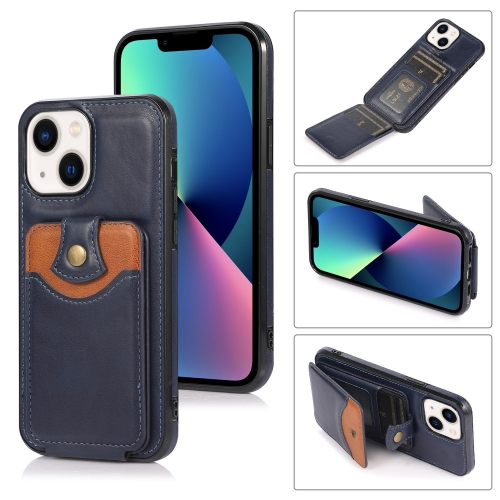 

Soft Skin Wallet Bag Phone Case For iPhone 14 Max(Blue)