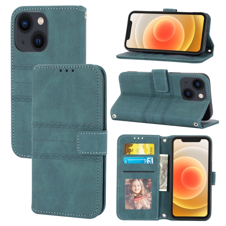 

Embossed Striped Magnetic Case For iPhone 14 Max(Green)