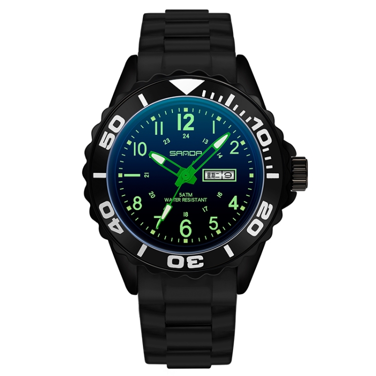

SANDA 1053 Womens TPU Strap Dual Display Waterproof Electronic Watch(Black Green)