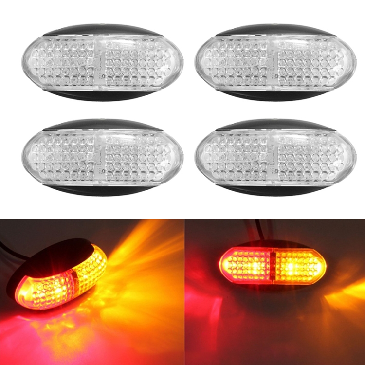 

4 PCS MK-184 DC10-30V Truck Two-color Side Clearance Maker Light(White Shell Red Light + Yellow Light)