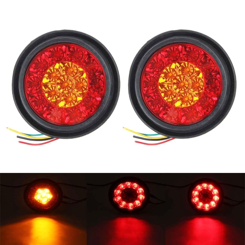 

2 PCS MK-272 DC12-24V 3.93 inch Van / Truck 16LEDs Bi-color Round Tail Light(Red Yellow)