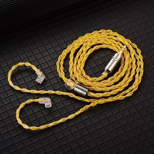 

QKZ T1 8 Core TC Silver Plated 3.5mm 0.75mm 2PIN HIFI Earphone Update Cable(Yellow)