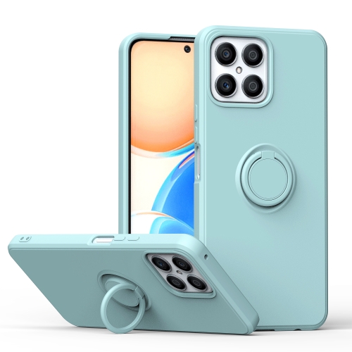 

For Honor X8 Ring Kickstand Silicone Phone Case(Light Cyan)