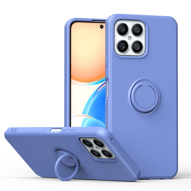 

For Honor X8 Ring Kickstand Silicone Phone Case(Purple)