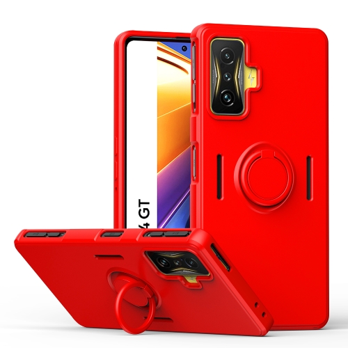 

For Xiaomi Poco F4 GT Ring Kickstand Silicone Phone Case(Red)