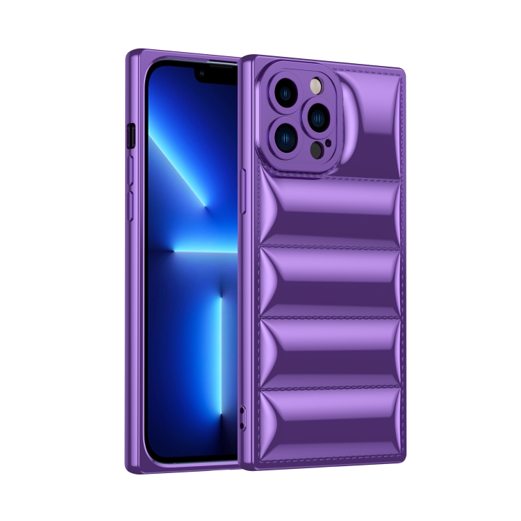 

For iPhone 11 Plated Down Jacket Phone Case (Purple)