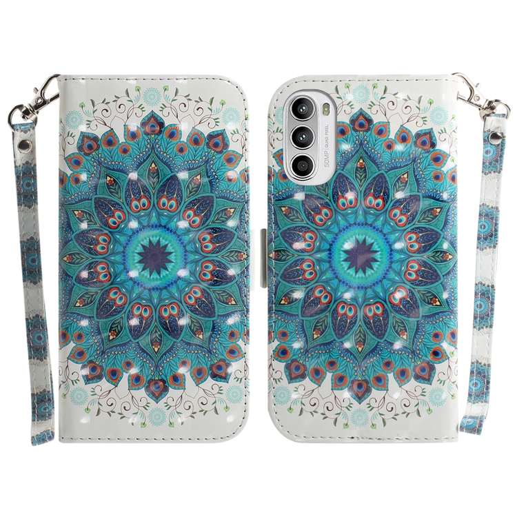 

For Motorola Moto G62 5G 3D Colored Horizontal Flip Leather Phone Case(Peacock Wreath)
