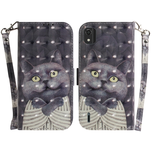 

For Nokia C2 2nd Edition 3D Colored Horizontal Flip Leather Phone Case(Hug Cat)