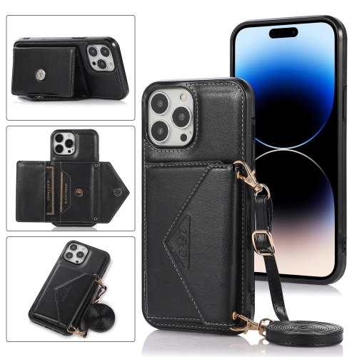 

Cross-body Card Bag Phone Case For iPhone 14 Pro(Black)