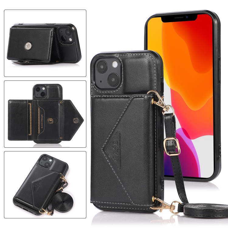 

Cross-body Card Bag Phone Case For iPhone 14 Max(Black)