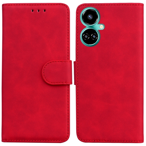 

For Tecno Camon 19 Skin Feel Pure Color Flip Leather Phone Case(Red)