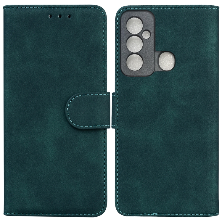 

For Tecno Spark 6 GO Skin Feel Pure Color Flip Leather Phone Case(Green)
