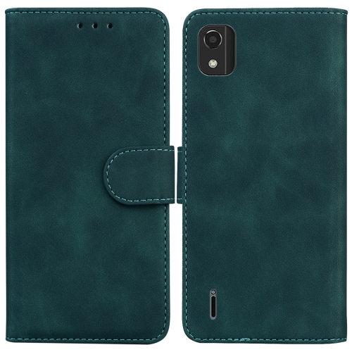 

For Nokia C2 2nd Edition Skin Feel Pure Color Flip Leather Phone Case(Green)