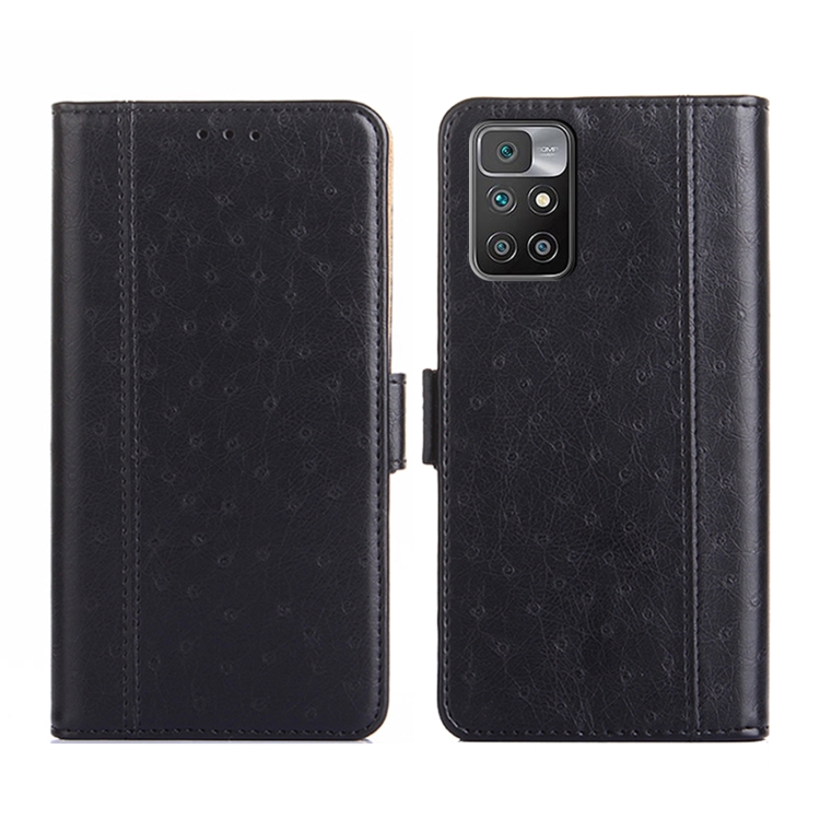

For Xiaomi Redmi 10 Ostrich Texture Flip Leather Phone Case(Black)