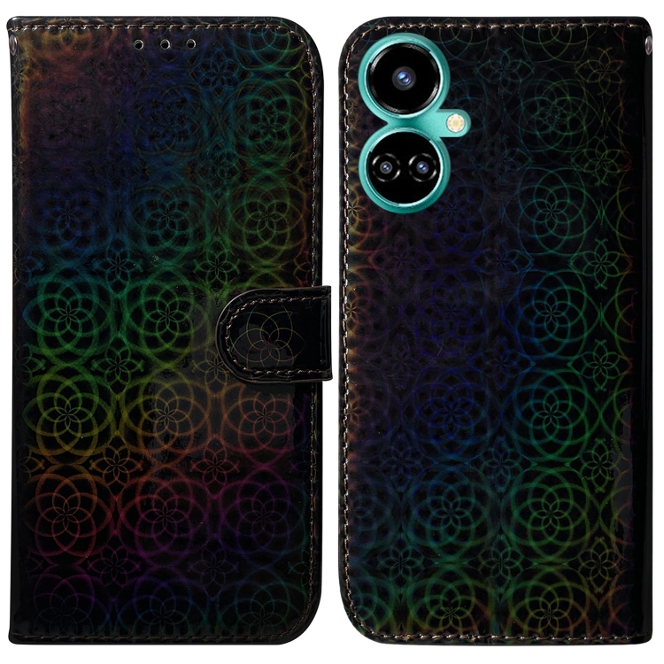 

For Tecno Camon 19 Colorful Magnetic Buckle Leather Phone Case(Black)