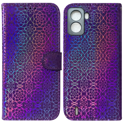 

For Tecno Pop 6 No Fingerprints Colorful Magnetic Buckle Leather Phone Case(Purple)