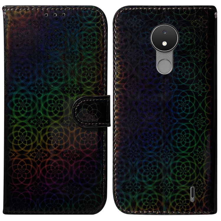 

For Nokia C21 Colorful Magnetic Buckle Leather Phone Case(Black)